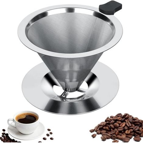 Kaffeefilter aus Edelstahl – Wiederverwendbar – Kaffeefilterhalter – Kaffeefilter – Filterkaffeemaschine – Camping – Reisen (1/5)