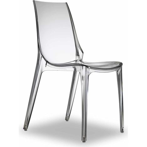 Chaise transparente empilable VANITY en plastique – Hauteur totale 88cm – Hauteur d'assise 47cm – Pour intérieur et extérieur – Scab Design (1/8)