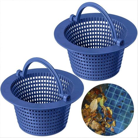 Deux paniers d'écumage de piscine avec poignées pour retirer les feuilles paniers de rechange pour filtre de piscine adaptés aux piscines. (1/5)