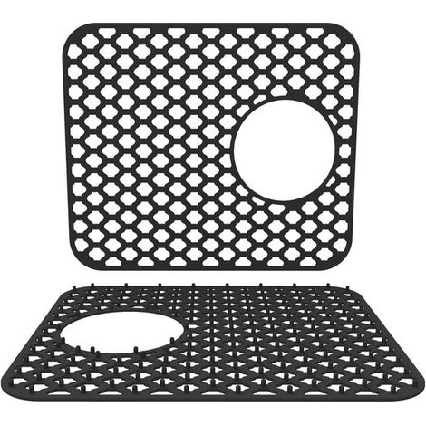 Tapis de comptoir - 30 x 35 Cm - Sous-verres en silicone - noir - Accessoires de cuisine - Protecteur d'évier - Tapis de lavabo - Tapis égouttoir (1/5)