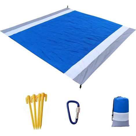 Couverture de plage surdimensionnée, imperméable et lavable, avec 4 épingles, idéale pour la plage, le parc, le camping et la randonnée. (1/5)