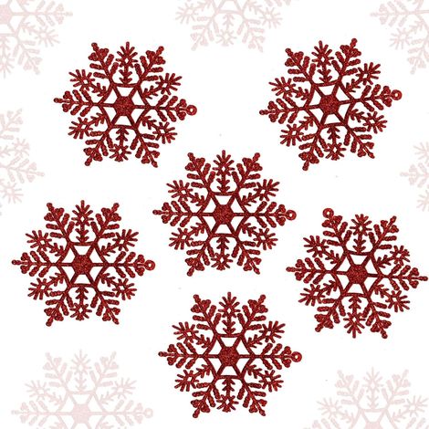 Adorno De Copo De Neve - PVC - Dorado Rojo Plata - 10 Cm - Decoración Navideña Para Ventana Árbol Guirnalda Corona - 24 Unidades (1/5)
