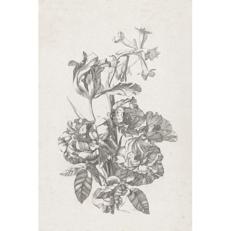 papier peint panoramique nature morte de fleurs noir et blanc  - ESTAhome (1/5)