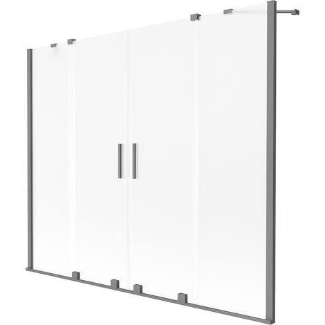 Mexen Velar Duo 2-flügelige Schwenkbadewannenwand 190 x 150 cm, matt, gun metal - 896-190-000-32-95 (1/2)