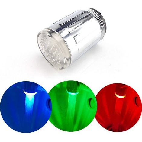 [JAMAIS UTILISÉ] Automatique 3 couleurs changeantes LED lueur robinet robinet buse d'eau lumineuse tête lumière bec de douche pour cuisine salle de bain bassin (1/4)