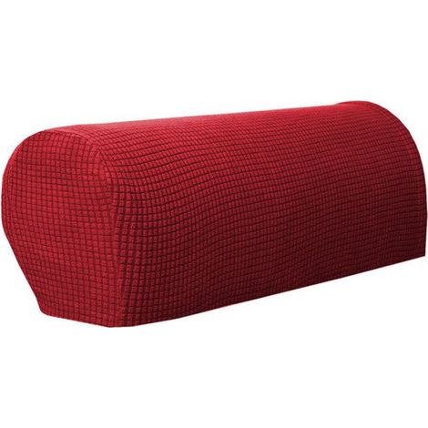 Lot de 2 housses de protection anti-poussière pour accoudoirs de chaise, fauteuil, canapé inclinable (rouge) (1/4)