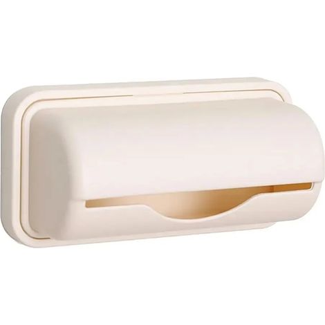 (Abricot) Distributeur mural de sacs poubelle et de film alimentaire, organisateur de rangement auto-adhésif pour cuisine et salle de bain, étagère compacte et peu encombrante (1/5)
