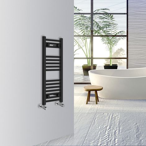 Warmehaus Straight Bathroom Heated Towel Rail Warmer Radiator Central Heating 800x300mm Black