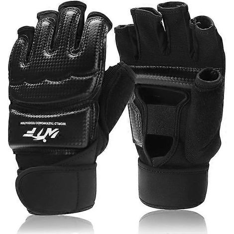 Gants de frappe pour sac de frappe, gants de taekwondo et karaté pour l'entraînement aux arts martiaux et à la boxe, noirs, taille L