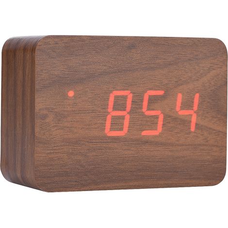 Elektronischer Digitalwecker aus Holz mit LED-Anzeige, Temperatur- und Tonsteuerung (braun) (1/5)