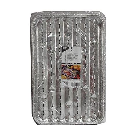 Bandeja para parrilla aluminio papstar desechable 34x23 cm 5 piezas