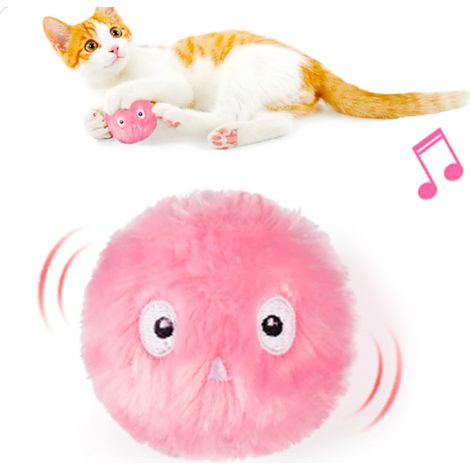 Balle interactive intelligente avec herbe à chat, jouet en peluche pour animaux de compagnie qui émet des sons et bouge (1/5)