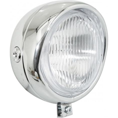 Phare avant rond Ø135 chromé avec casquette Guia pour mobylette (1/3)
