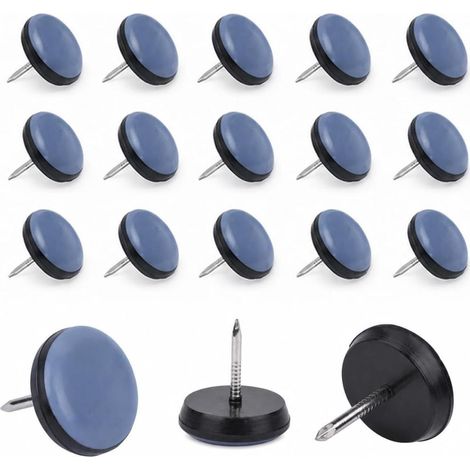16 runde PTFE Möbelgleiter mit Nägeln, 30mm, für schwere Möbel, leichtes Verschieben, Parkettschutz (1/5)