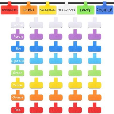 BUNTHAUS Lot de 40 étiquettes pour câbles réseau multicolores, adhésives avec attaches en nylon pour la gestion et les distinguer (1/5)