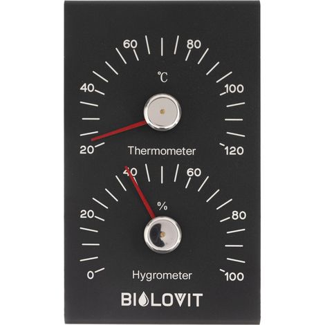 Thermomètre Bilovit noir avec hygromètre pour sauna