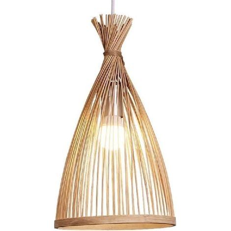 GENERIC-Suspension, Suspension en Bambou Abat-Jour CréAtif Plafonnier Lustre Plafonnier Pour Salle à Manger, Salon, Chambre à Coucher, Café, Comptoir De Bar,30x50cm (1/5)