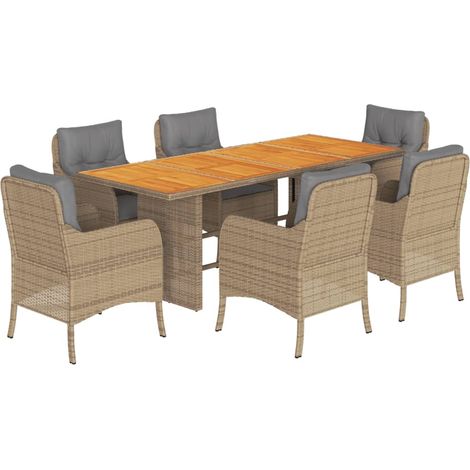 Maison Exclusive - Set da Pranzo da Giardino 7 pz con Cuscini Beige in Polyrattan