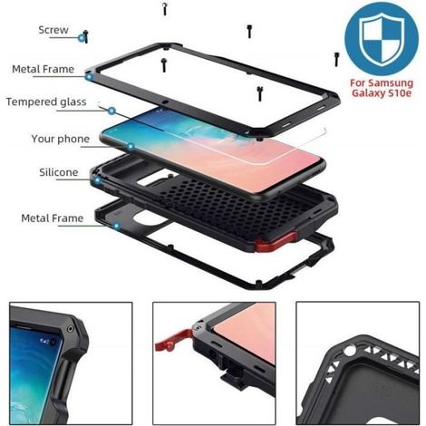 Coque Etanche - Samsung Galaxy S10e - IP65 - Aluminium + Verre Trempé - Protection Antichoc et Antipoussière - 1 Pièce (1/4)