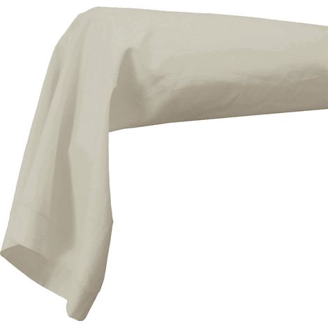 Taie de Traversin Unie en 100% Coton Ecru 86x140 cm
