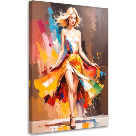 Quadro su tela, Donna in abito colorato - 80x120 (1/2)