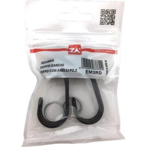 Gancio metallo doppio x corda elastica mm 6/8 cf=pz 2 (10 confezioni)