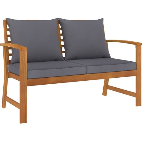 vidaXL Banc de jardin 120cm et coussin gris foncé Bois solide d'acacia (1/5)