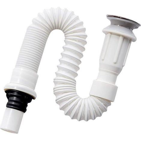 Siphon Évier - Tuyau Évacuation Flexible Extensible 40-80 cm - Pour Éviers Cuisine Salle de Bain - 1 Pièce (1/4)