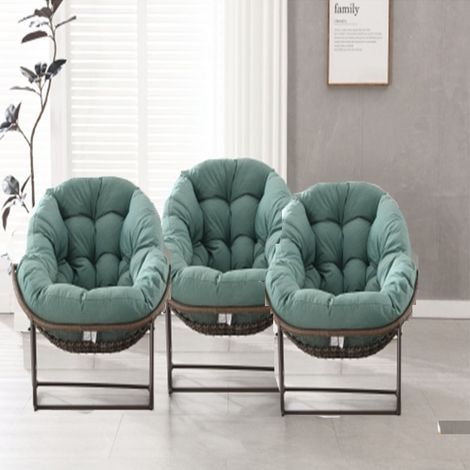 3er-Set outdoor Rocking Chair, Patio Oversized Wicker Egg Rocking Chair, Indoor & Outdoor Comfy Rocker Chair with Thick Cushion, Modern Lounge Chair for Balcony, Front Porch, Garden, Backyard, Light G