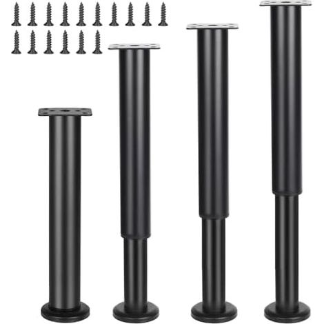 4 Pièces Pieds de Meuble, 25-42cm Pied de Meuble Reglable , pieds de meubles en métal noir, adaptés aux pieds de meubles DIY pour armoires, canapés, tables, chaises, supports TV et tables de chevet (1/5)