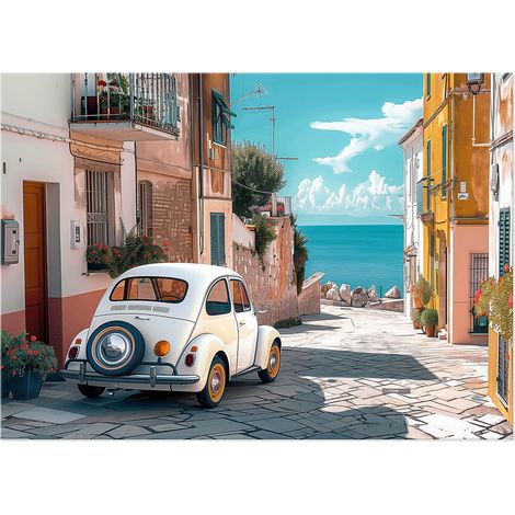 Lupia - Quadro moderno Canvas Prime PAESAGGIO MEDITERRANEO 50x70 cm, Stampa su Tela effetto dipinto, Pennellate tridimensionale, Telaio in Legno, per soggiorno camera da letto ufficio