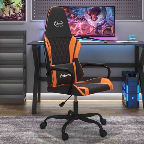 vidaXL Silla gaming cuero sintético negro y naranja (1/5)
