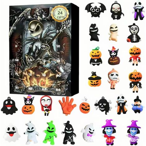 2025 Skull Jack Christmas Countdown Blind Box Halloween Spooky Atmosphere 24pcs Gift - New Halloween H+ Airplane Box -