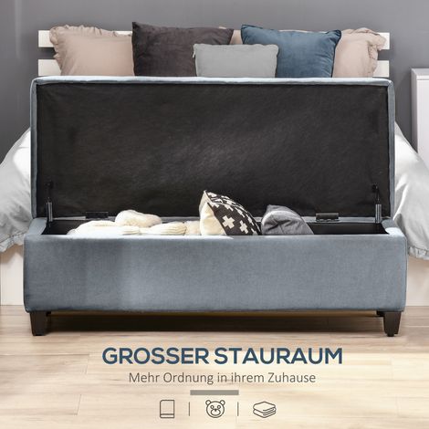 Banc de rangement capitonné gris 125x49x41 cm, pouf d'entrée à boutons, siège de couloir avec espace de stockage (1/4)