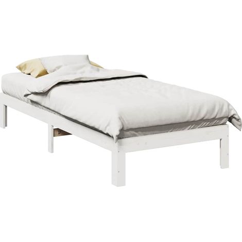 Bed Frame without Mattress White 90x200 cm Solid Wood Pine vidaXL (1/5)