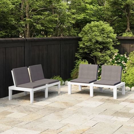 Lot de 2 Bancs de salon de jardin pliables Banquette de Jardin - Mobilier de jardin avec coussins 2 pcs Plastique Blanc BV863987 - BonneVie (1/5)