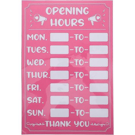 Autocollants autocollants « Heures d’ouverture » - Panneaux « Heures d’ouverture » réinscriptibles - Autocollant « Ouvert »-30.5X20.5cm-Pink (1/2)