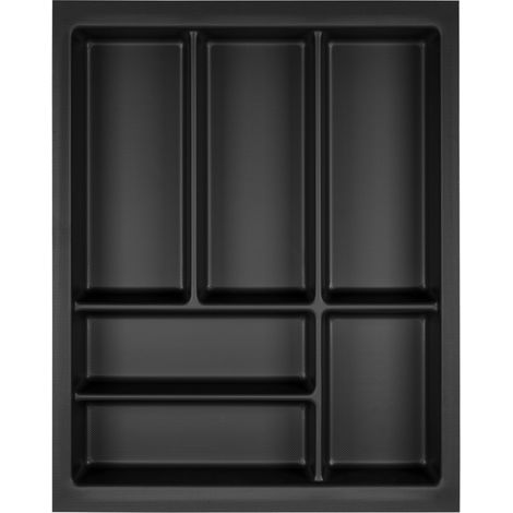 ORGA-BOX Junker Slim Besteckeinsatz 375 x 476 mm Lavagrau mit Perlstruktur für 45er Schränke Küchen Besteckaufbewahrung passgenau für SO SLIM Schubladensystem