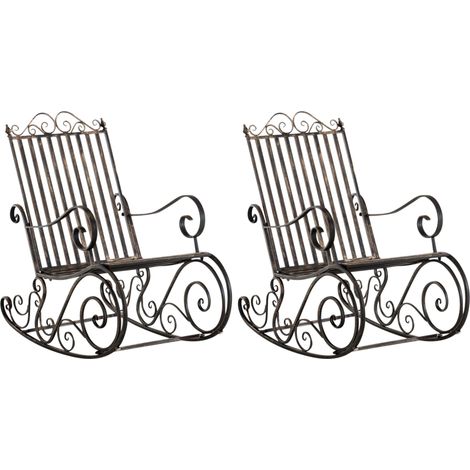 Juego de 2 mecedoras de exterior con reposabrazos de metal bronce 100007918 (1/5)