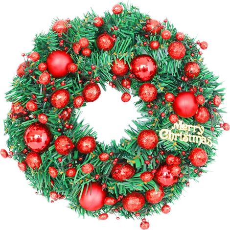 Guirlande De Noël - 30 X 30 X 9 Cm - En Plastique - Pour Porte D'Entrée Et Mur Intérieur - Rouge - 1 Pièce