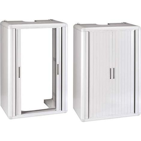 Cache radiateur mobile Himalaya gris – Dimensions L. 58,5 x P. 38,5 x H. 98 cm – PVC extrudé ignifuge et isolant – Ouverture centrale avec volet horizontal – Garofalo (1/2)