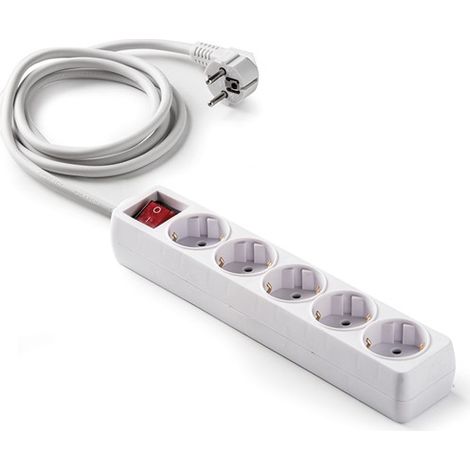 MULTIPRISE 5 PRISES TT BLANCHE AVEC INTERRUPTEUR - 3 M