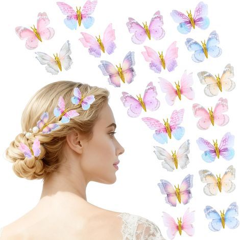 20 Pieces Pince Cheveux Papillon, Accessoires Cheveux Pince Crocodile Cheveux Barrette Cheveux Accessoires Crocodile Hair Clip Pour Mariage pour Femmes et Filles (1/5)