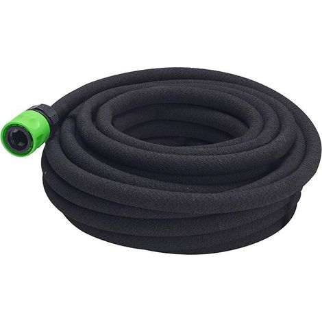 Terre Jardin – Tuyau d'arrosage poreux 12 m – Débit 1 à 5 L/h – Pression 0,5 à 4,9 bars – Raccord simple et stop inclus