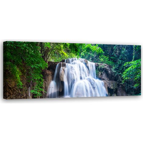 Tableau sur toile Cascade nature verte 90x30 (1/5)