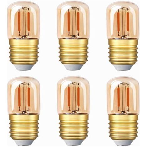 Röhrenförmige LED-Lampe, 1 W, T28, Edison-E27-Schraubsockel, 2200 K, superwarmweiß (bernsteinfarbenes Glas), 6er-Pack (1/4)
