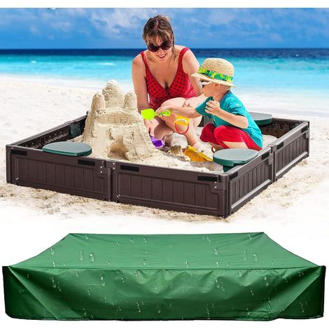 sandkasten abdeckung 120x120 Wasserdicht abdeckung sandkasten sandkastenabdeckung mit kordelzug sandkasten mit abdeckung Spielzeug sandkastenplane,abdeckplane sandkasten für Pool,Terrase,Garten (1/5)
