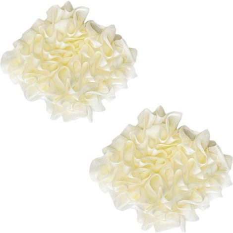Set de 2 piezas: esponja de baño de seda 2 en 1, toalla, bolsa de jabón y bomba de baño con cordón ajustable, limpiar suavizar piel, Color blanco (1/5)