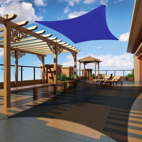 Rechteckiges Sonnensegel 2 x 2 Meter, wasserdichte Markise, UV-Schutz für Garten und Terrasse, blau, mehrfarbig (1/5)