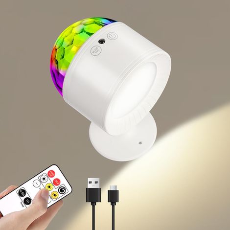 Lámpara de pared decorativa LED RGB con iluminación ambiental que cambia de color: luz de pared dinámica y atmosférica para el hogar, el dormitorio, fiestas, bares y salas de karaoke (blanca, juego de